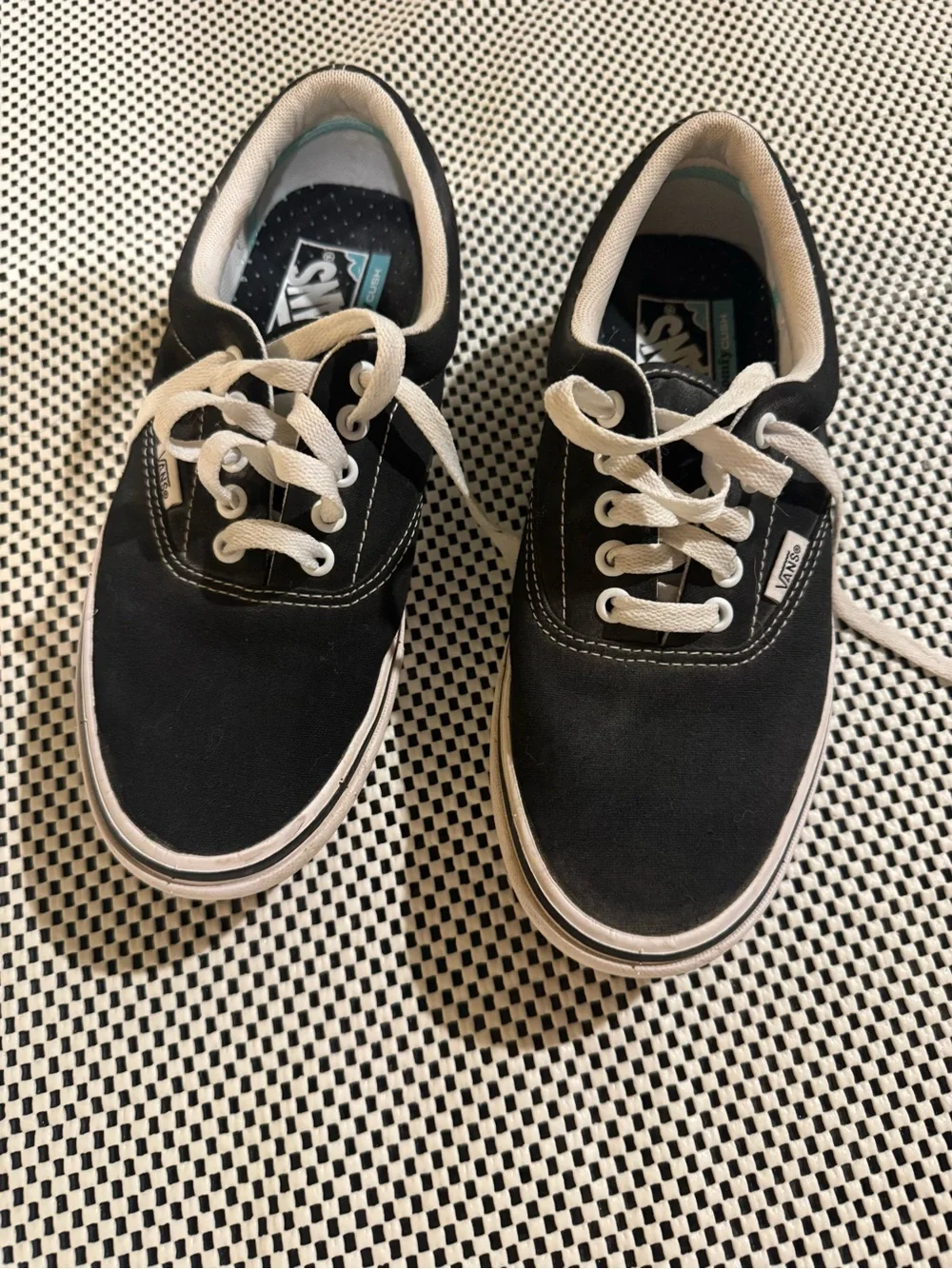 Vans Black Canvas Sneakers with White Laces Womens 8/mens 6.5